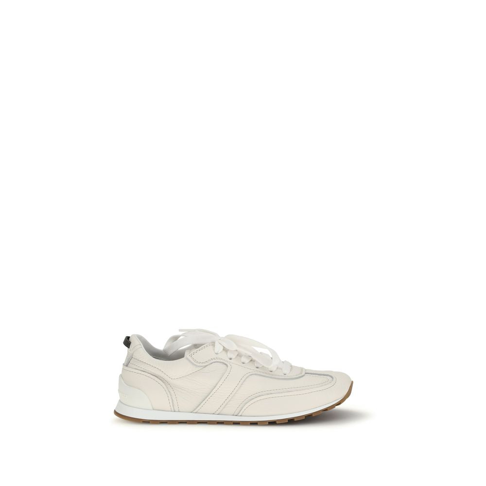 Brunello Cucinelli White Calf Leather Bos Taurus Low Top Sneakers