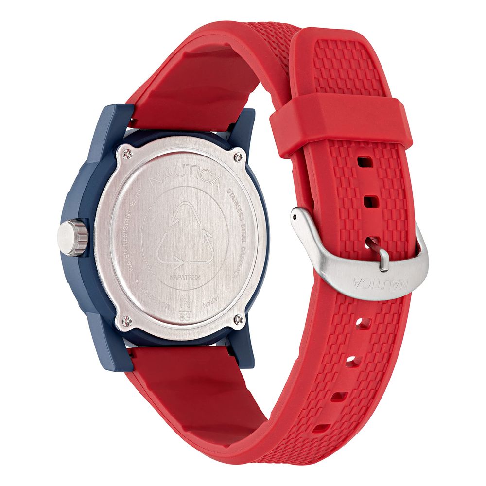 NAUTICA Men's Synthetic Sport Watch, Blue & Red, Eco Ceramic