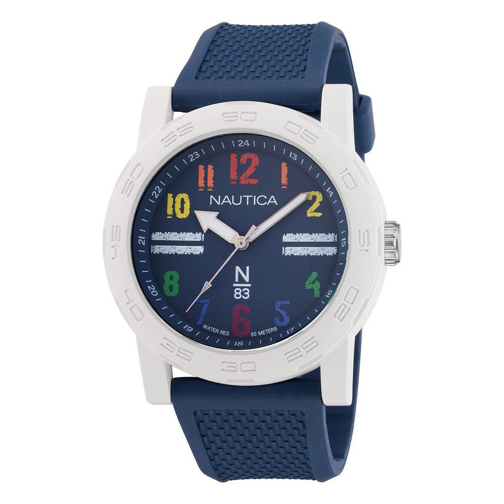 NAUTICA Men's Sport Watch – Blue Silicone, Eco Ceramic Design