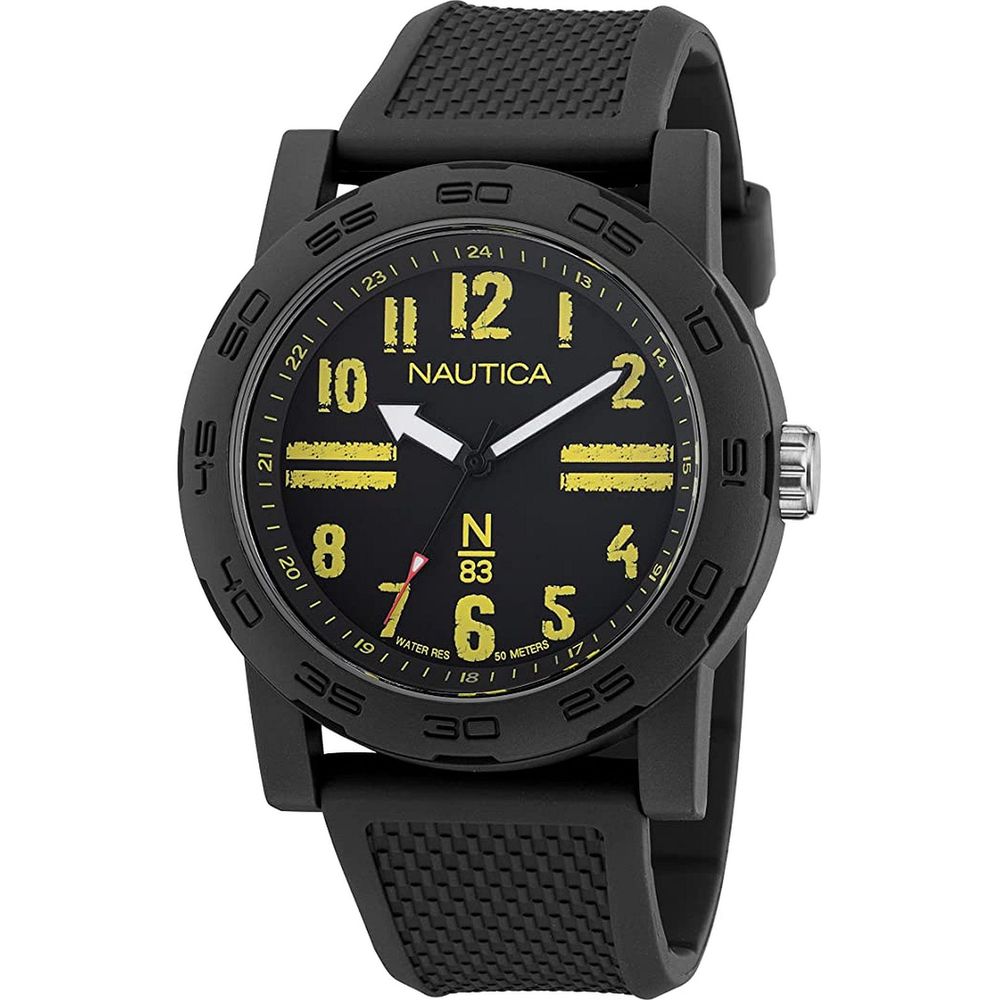 NAUTICA Men's Sport Watch, Black Silicone Strap, Eco Ceramic