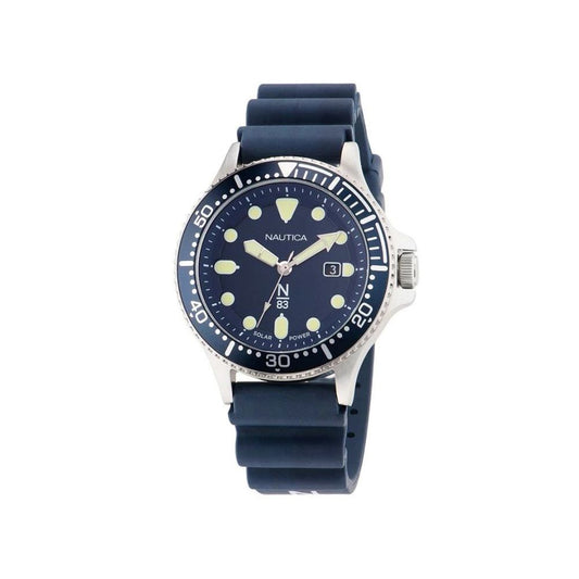 NAUTICA Men's Blue Silicone Sport Watch with Solar Movement