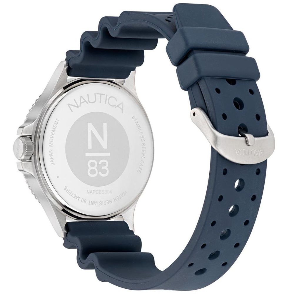 NAUTICA Men's Blue Silicone Sport Watch with Solar Movement