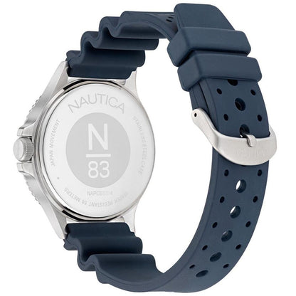 NAUTICA Men's Blue Silicone Sport Watch with Solar Movement