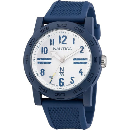NAUTICA Men’s Sport Watch, Blue Silicone Strap, Eco Ceramic