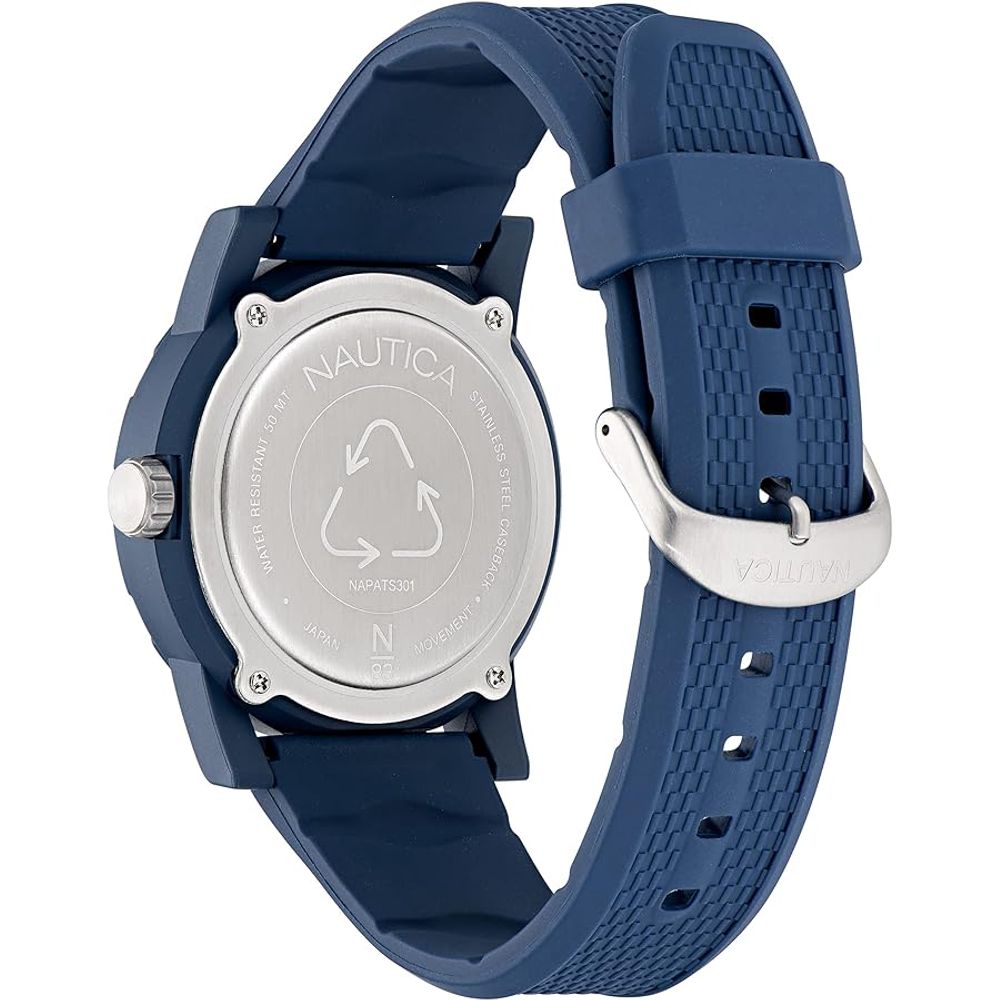 NAUTICA Men’s Sport Watch, Blue Silicone Strap, Eco Ceramic