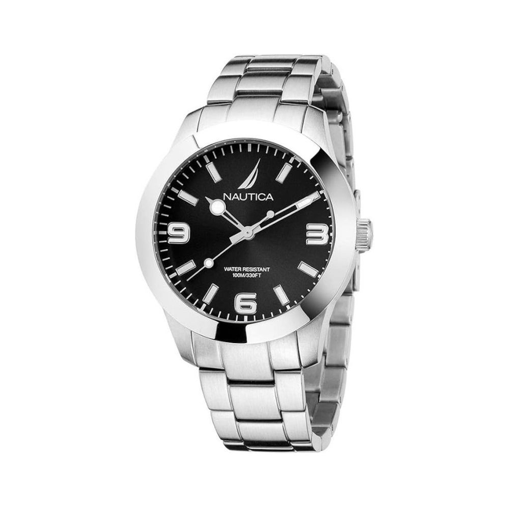 NAUTICA Men’s Stainless Steel Dress Watch - Grey, Minimalist Style