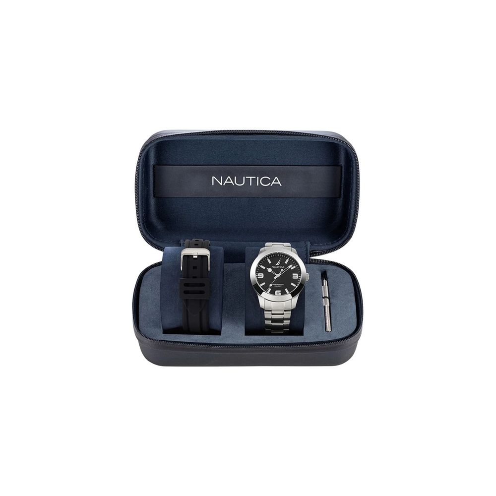 NAUTICA Men’s Stainless Steel Dress Watch - Grey, Minimalist Style