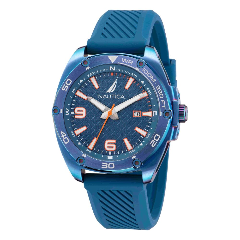 NAUTICA Men's Blue Silicone Sport Watch with Analogue Display