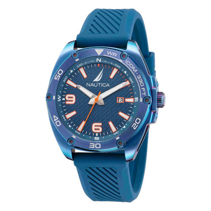 NAUTICA Men's Blue Silicone Sport Watch with Analogue Display