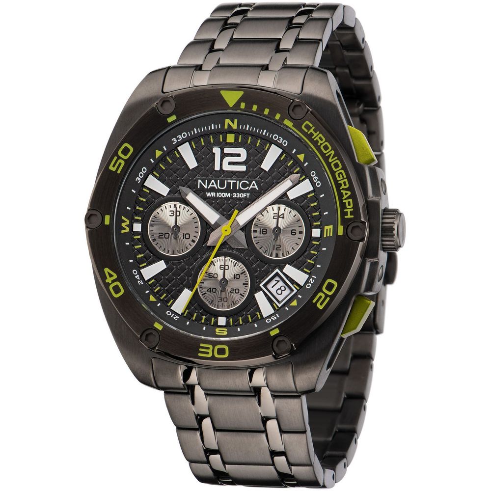 NAUTICA Men’s Stainless Steel Sport Watch, Grey, Chronograph