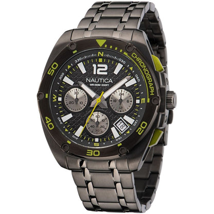 NAUTICA Men’s Stainless Steel Sport Watch, Grey, Chronograph