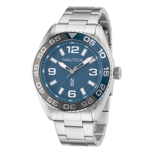 NAUTICA Men’s Stainless Steel Dress Watch - Grey & Blue Dial