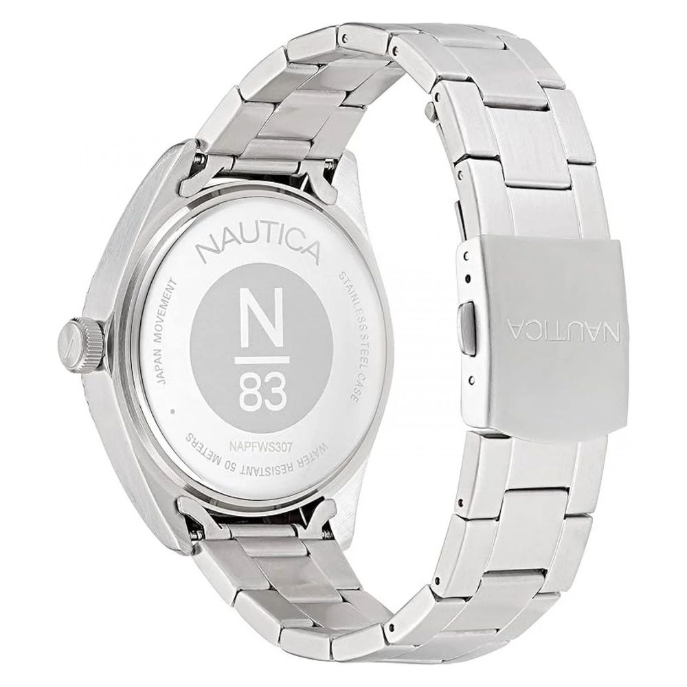 NAUTICA Men’s Stainless Steel Dress Watch - Grey & Blue Dial