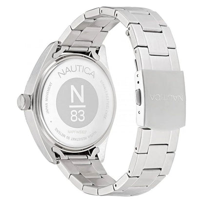 NAUTICA Men’s Stainless Steel Dress Watch - Grey & Blue Dial