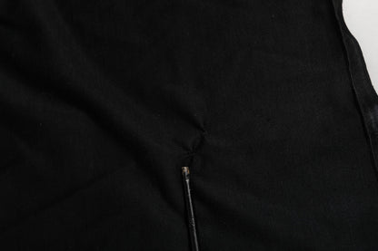 Dolce & Gabbana Black Wool Sleeveless Rose Applique Dress