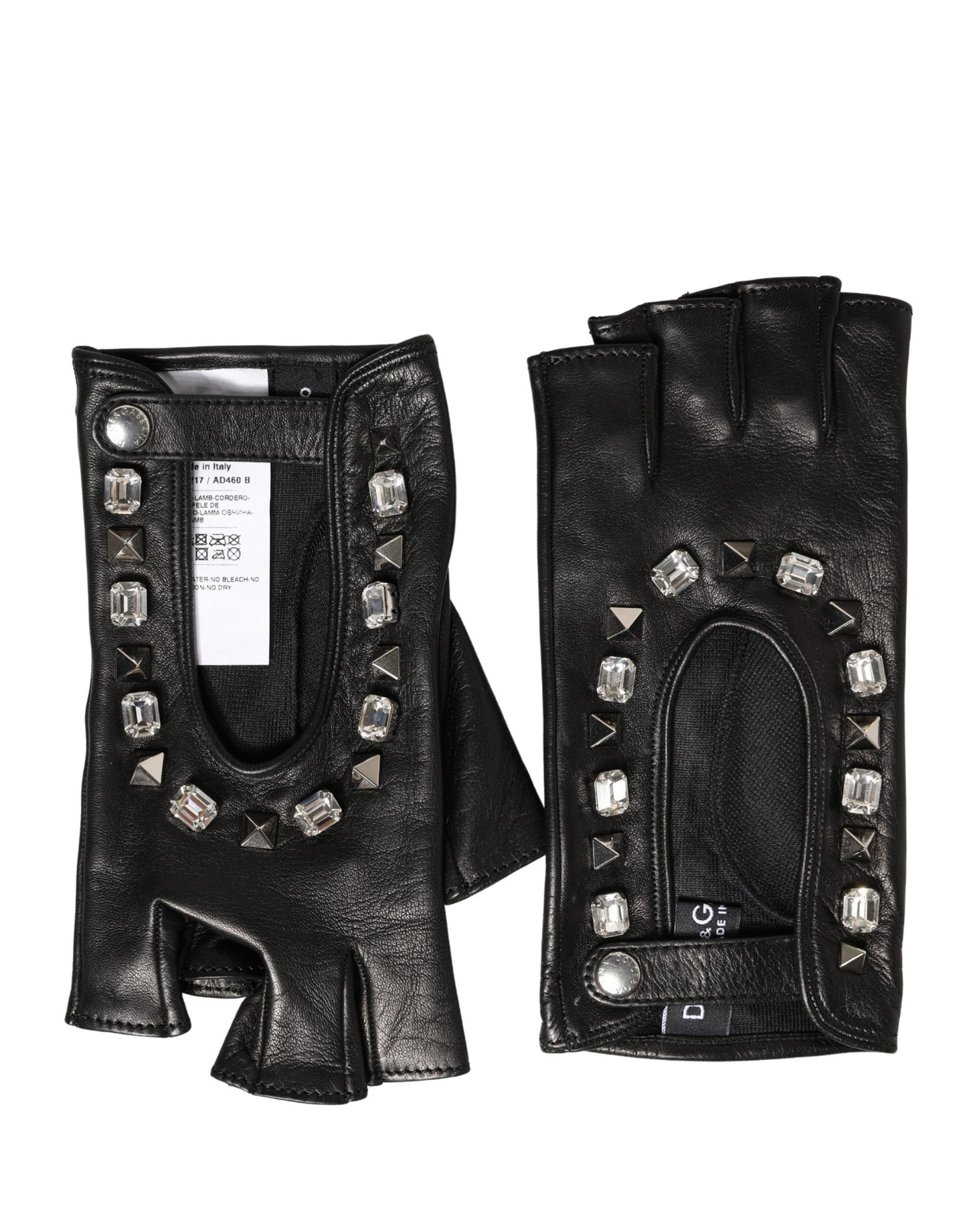 Dolce & Gabbana Black Embellished Wrist Length Mitten Gloves