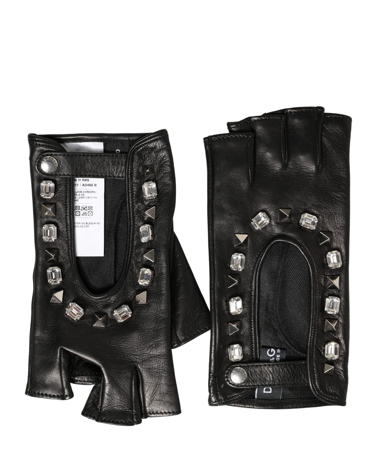 Dolce & Gabbana Black Embellished Wrist Length Mitten Gloves