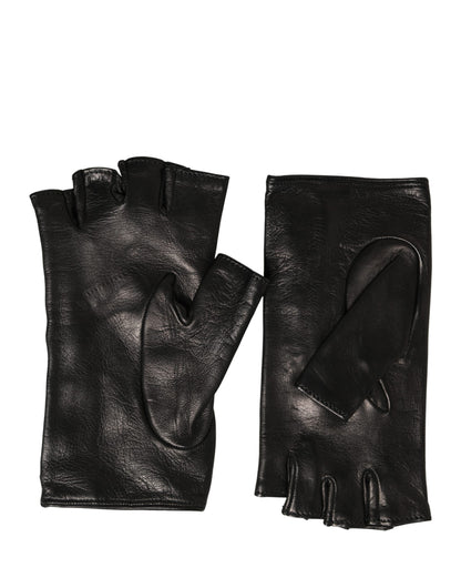 Dolce & Gabbana Black Embellished Wrist Length Mitten Gloves