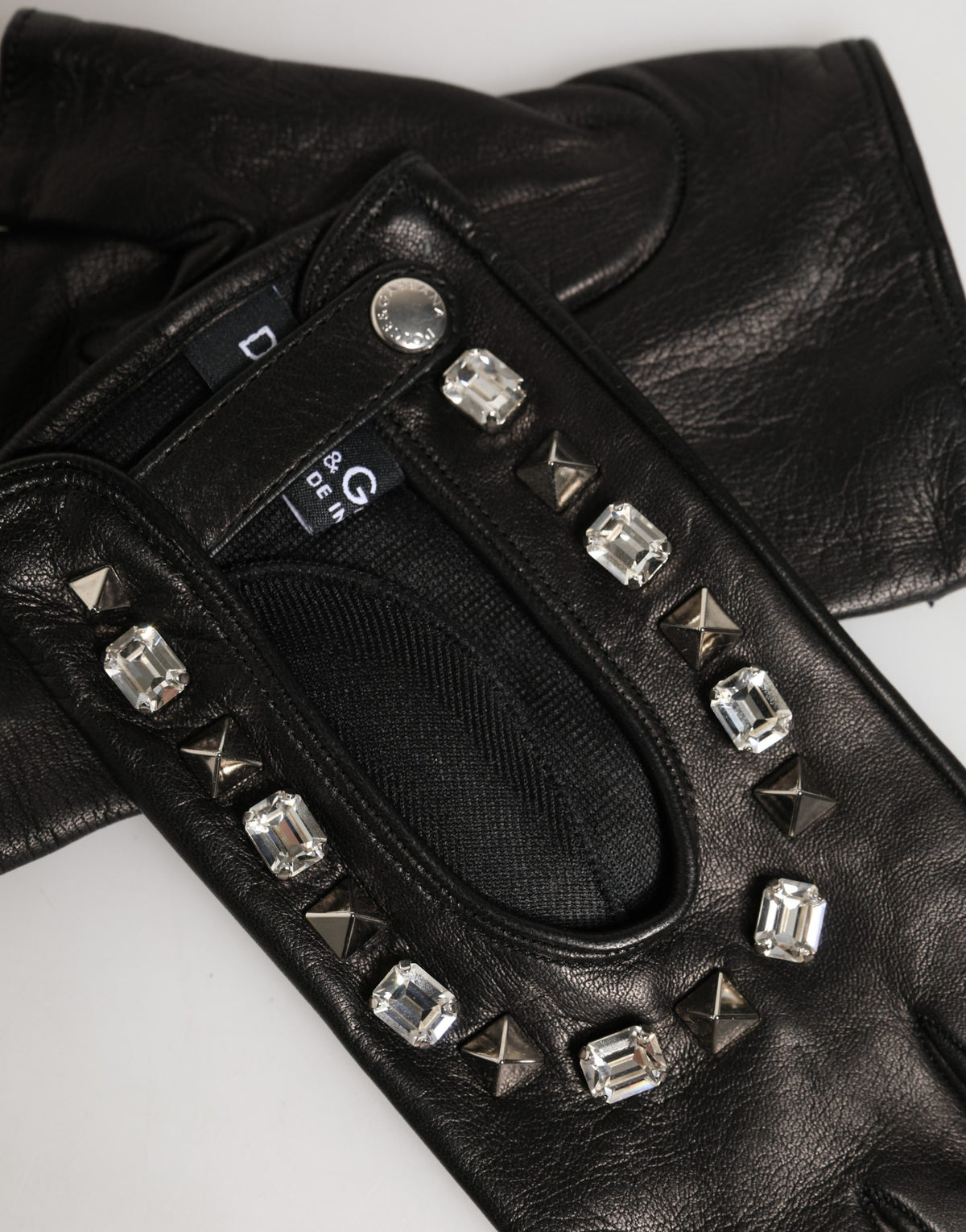 Dolce & Gabbana Black Embellished Wrist Length Mitten Gloves