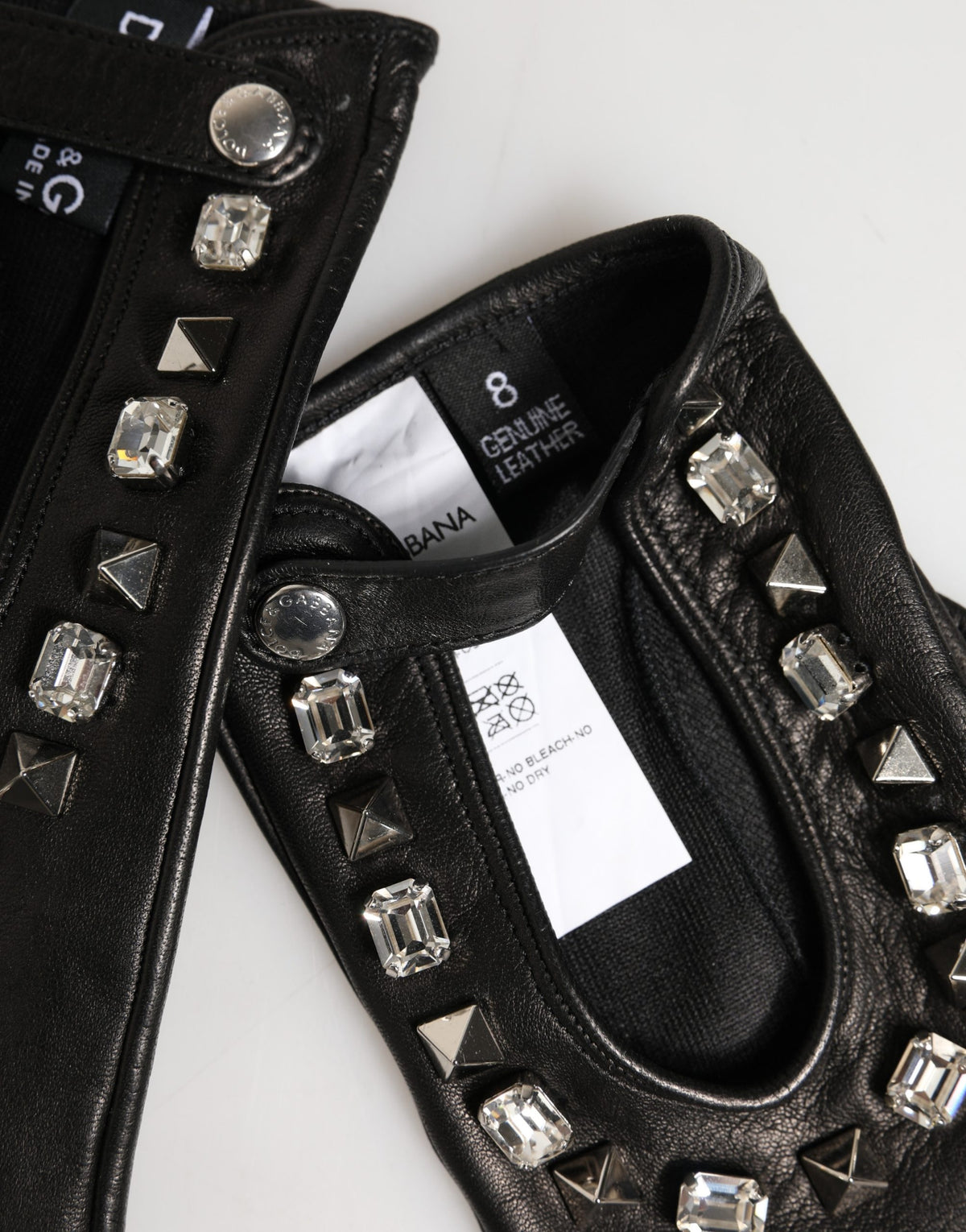 Dolce & Gabbana Black Embellished Wrist Length Mitten Gloves