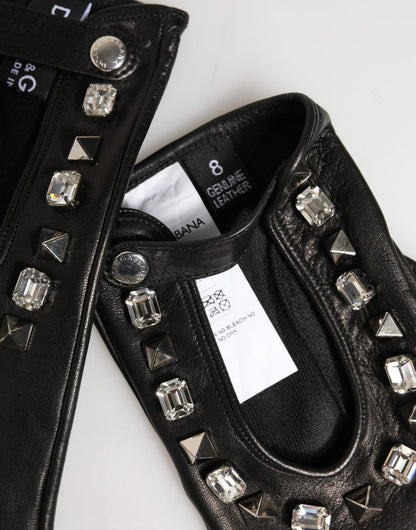Dolce & Gabbana Black Embellished Wrist Length Mitten Gloves