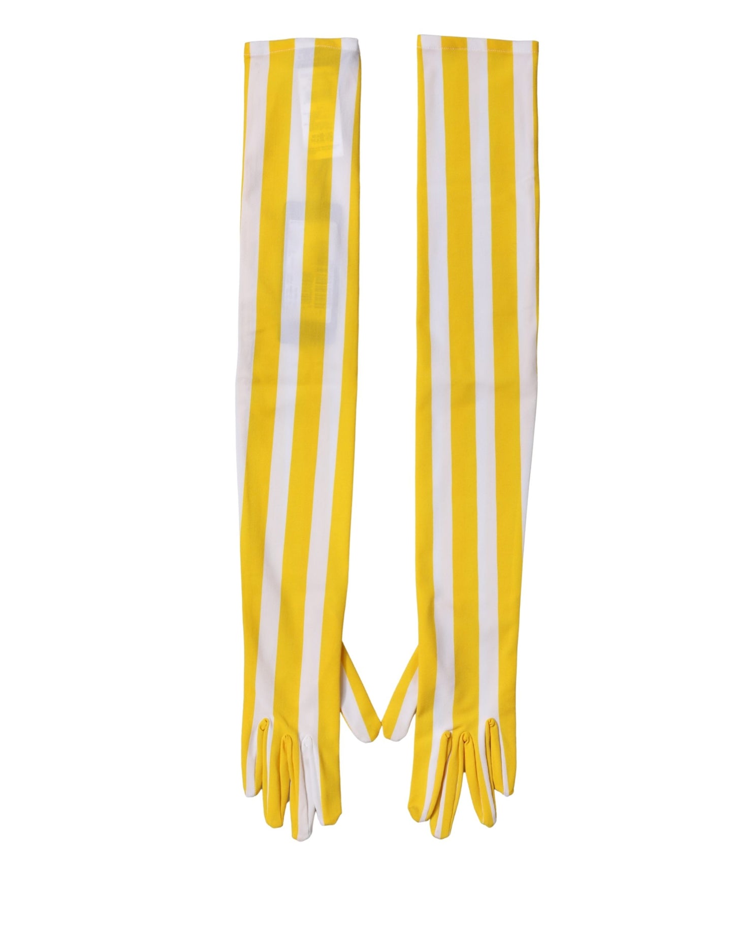 Dolce & Gabbana Yellow White Stripes Elbow-Length Gloves