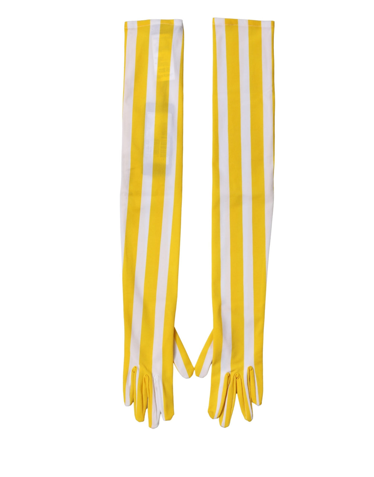 Dolce & Gabbana Yellow White Stripes Elbow-Length Gloves