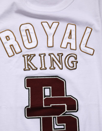 Dolce & Gabbana White DG King Royal Crew Neck Cotton  T-shirt
