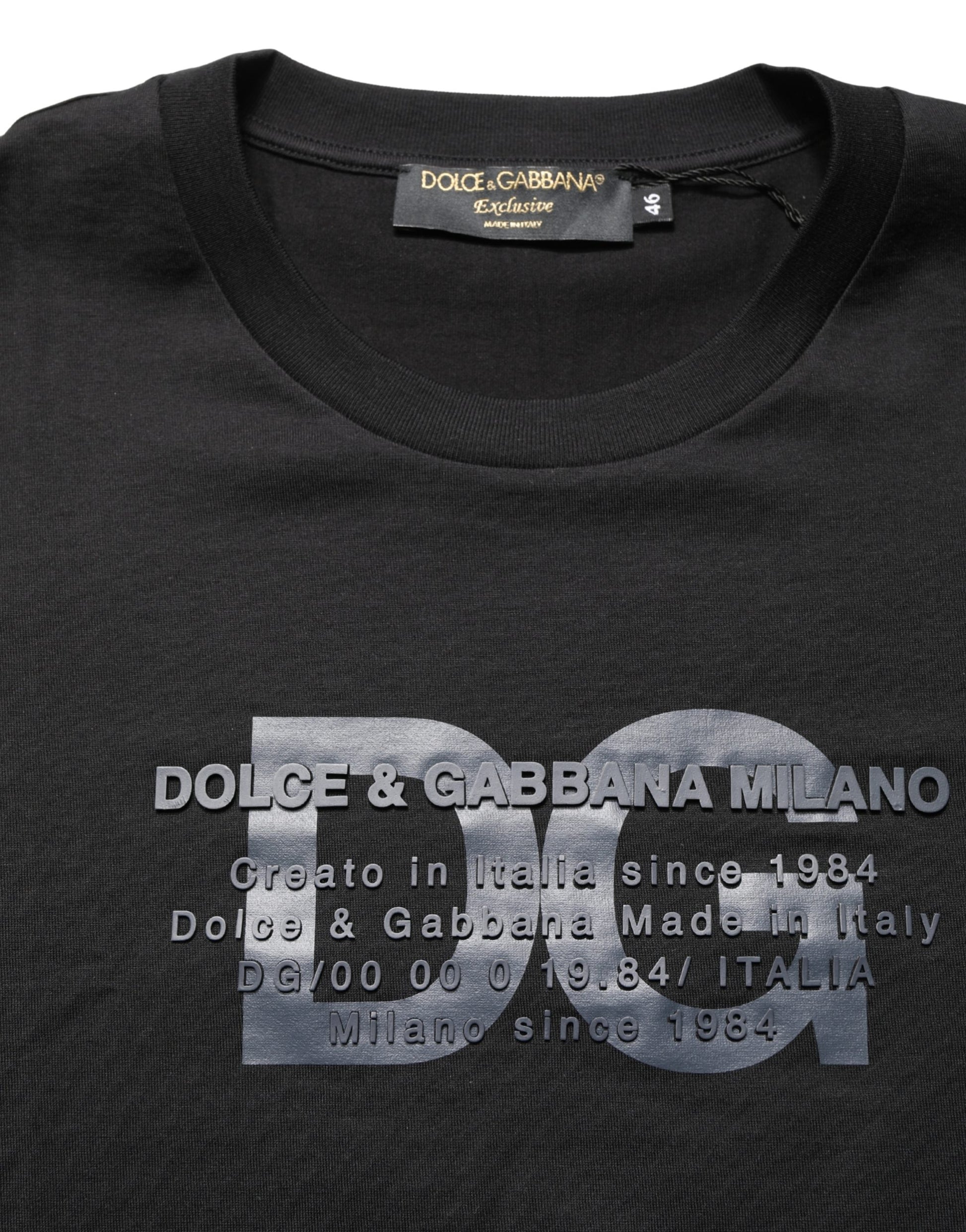 Dolce & Gabbana Black Logo DG Print Cotton Crew Neck T-shirt