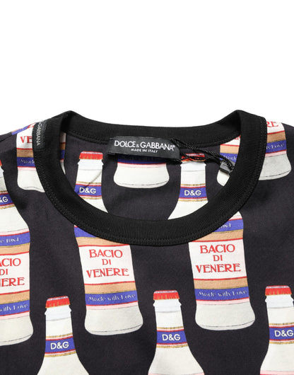 Dolce & Gabbana Black Bottle Print Cotton Crew Neck T-shirt