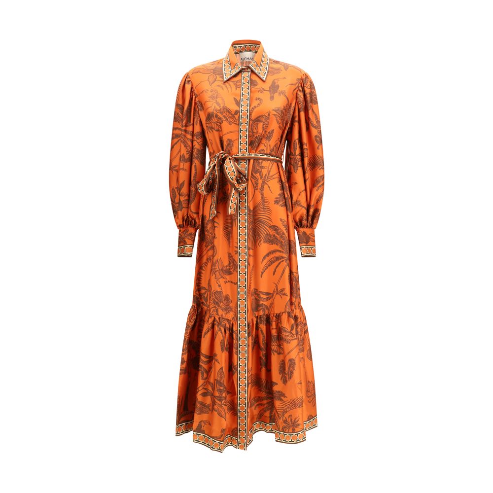 Alemais Orange Silk Casual Dress - The Monkey Dance Silk Shirtdress