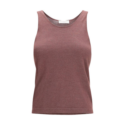 Brunello Cucinelli Bordeaux Cashmere Sleeveless T-Shirt