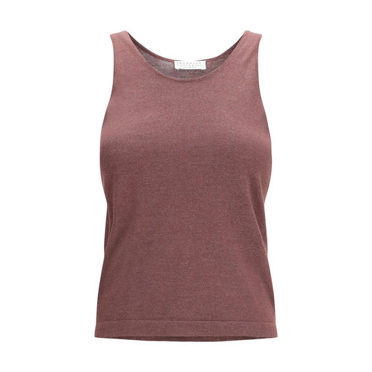 Brunello Cucinelli Bordeaux Cashmere Sleeveless T-Shirt