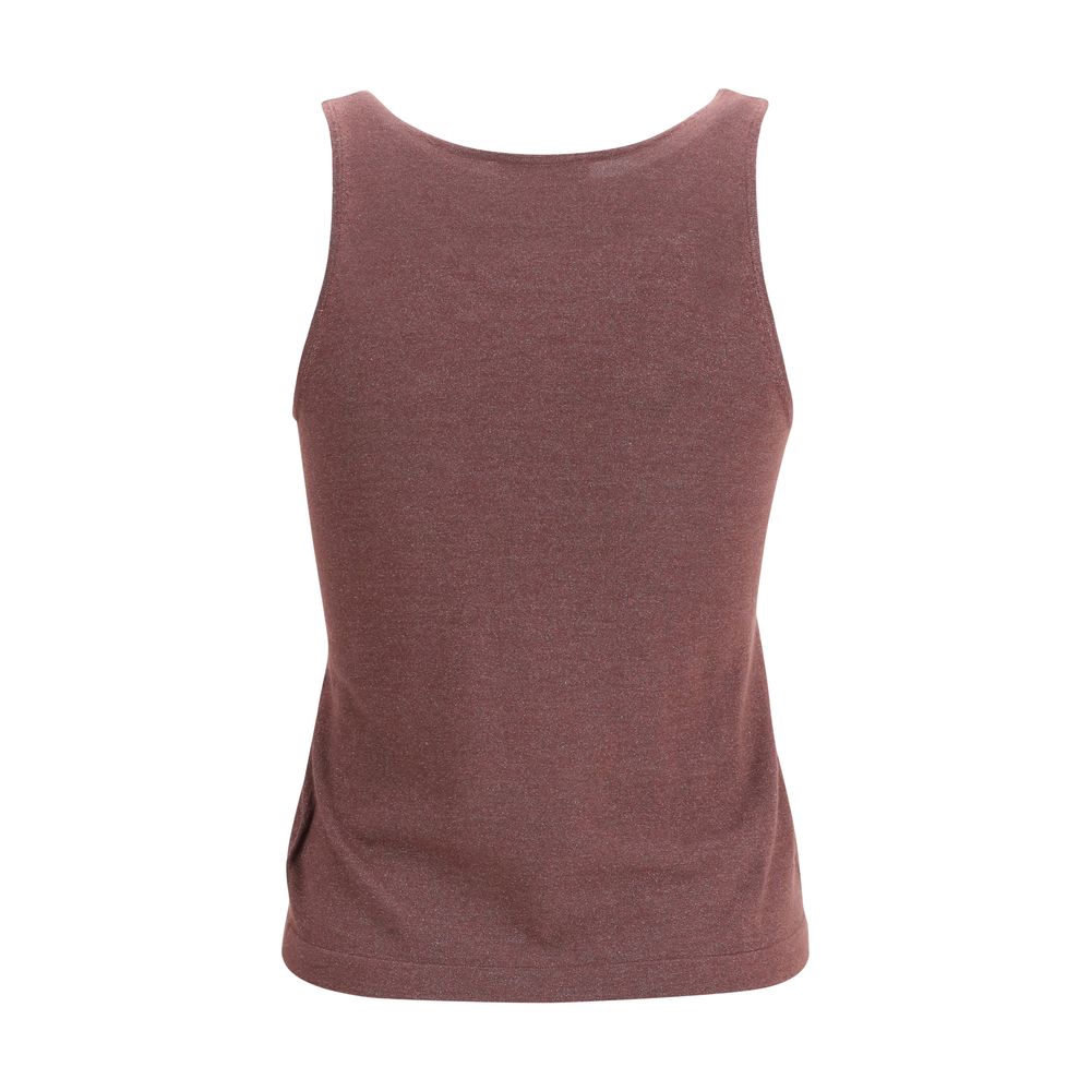 Brunello Cucinelli Bordeaux Cashmere Sleeveless T-Shirt