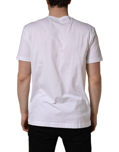 Dolce & Gabbana White DG Leaf Embroidery Crew Neck T-shirt