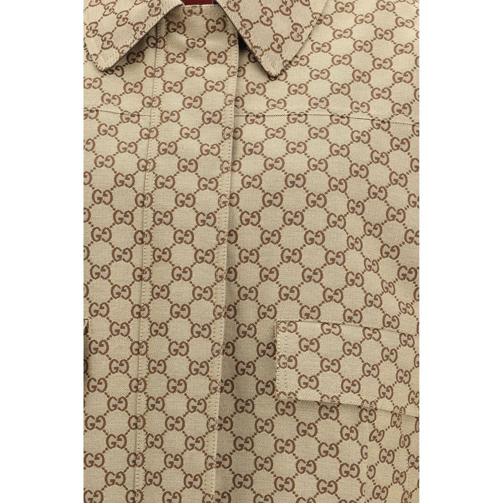 Gucci Beige GG Cotton Canvas Bomber Jacket