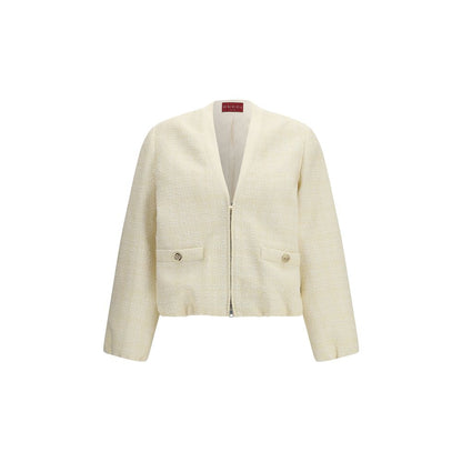 Gucci Beige Cotton Tweed Bomber Jacket