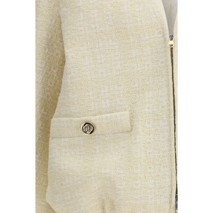 Gucci Beige Cotton Tweed Bomber Jacket
