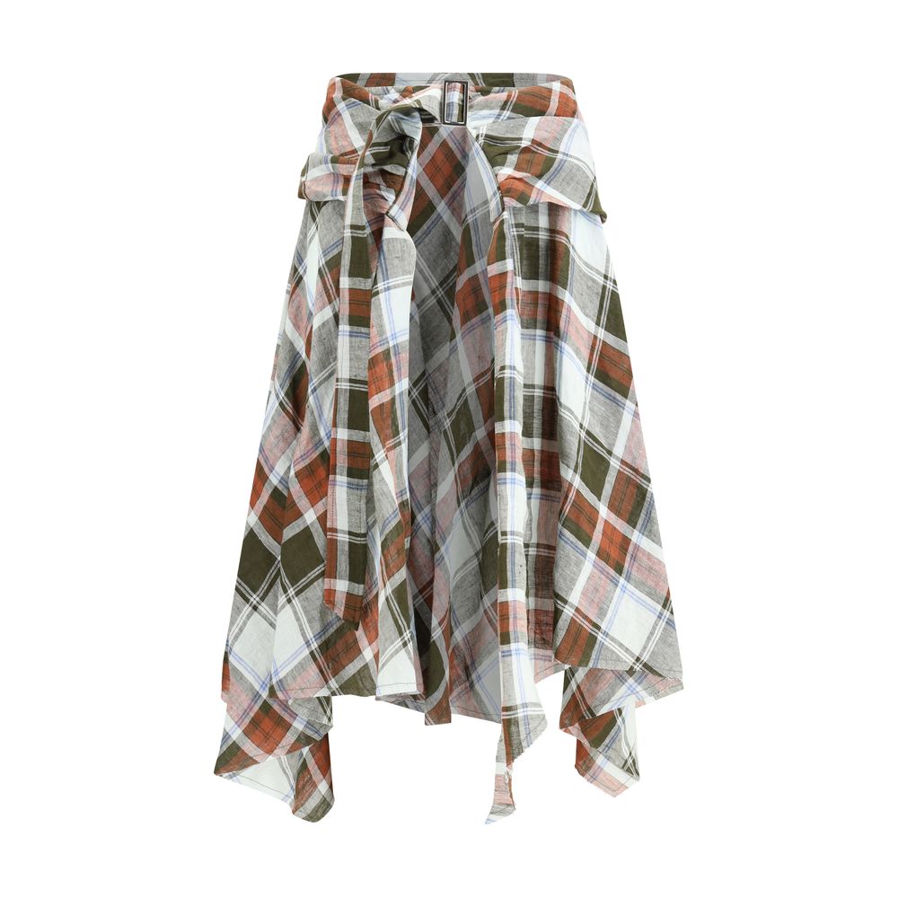 Vivienne Skirt by Marbell - Multicolor Linen Midi Skirt