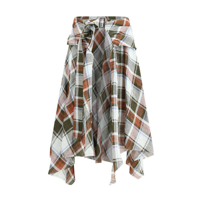 Vivienne Skirt by Marbell - Multicolor Linen Midi Skirt