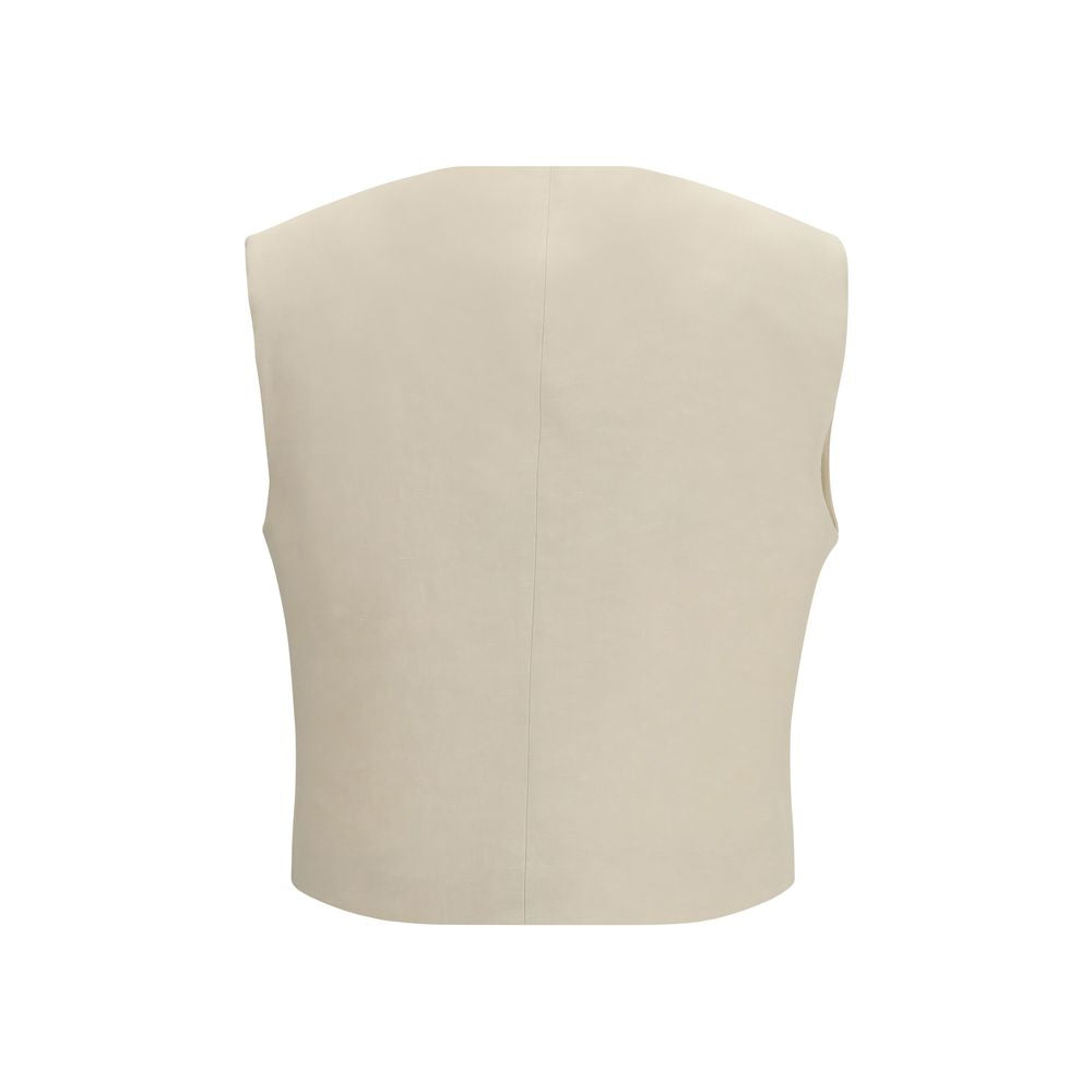 P.A.R.O.S.H. Beige Wool Sleeveless Gilet Jacket