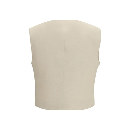 P.A.R.O.S.H. Beige Wool Sleeveless Gilet Jacket