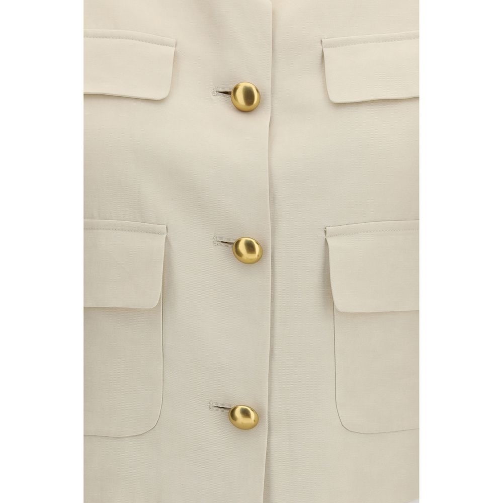 P.A.R.O.S.H. Beige Wool Sleeveless Gilet Jacket
