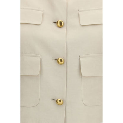 P.A.R.O.S.H. Beige Wool Sleeveless Gilet Jacket