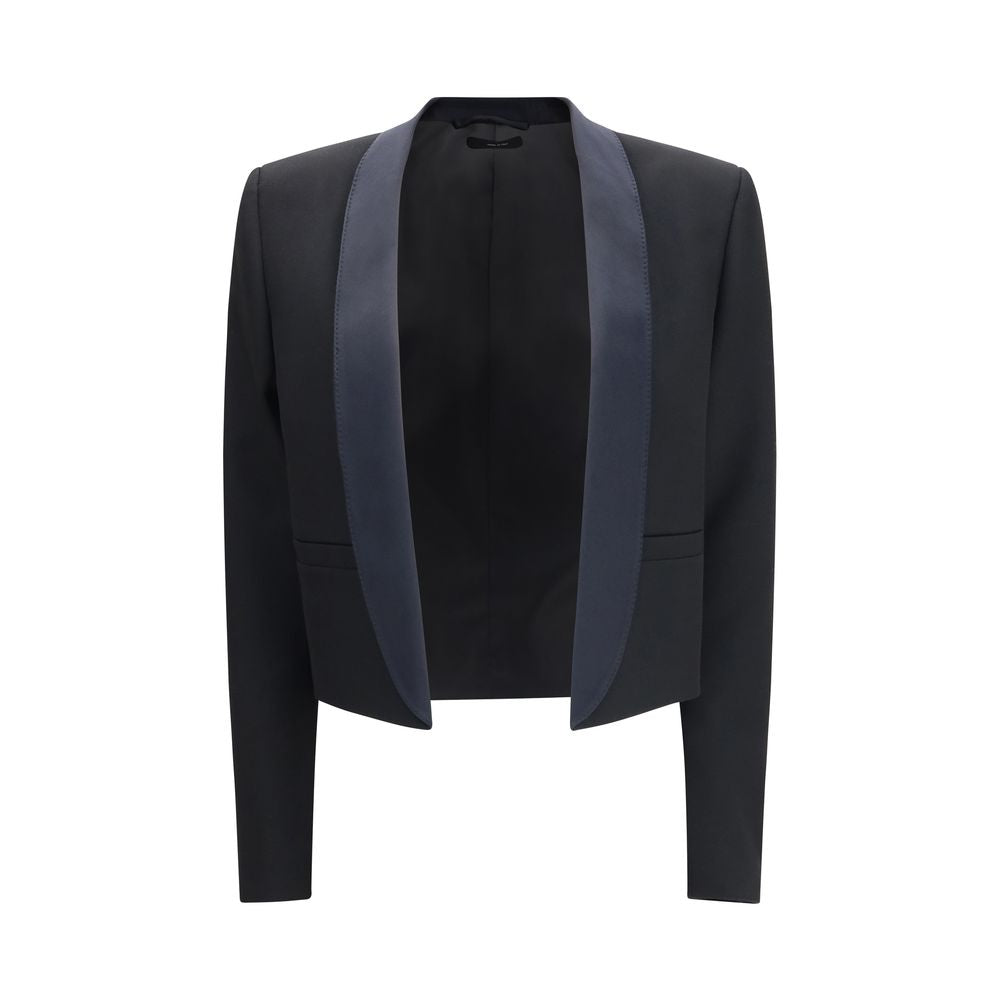 Tom Ford Cropped Single-Breasted Jacket in Black Wool