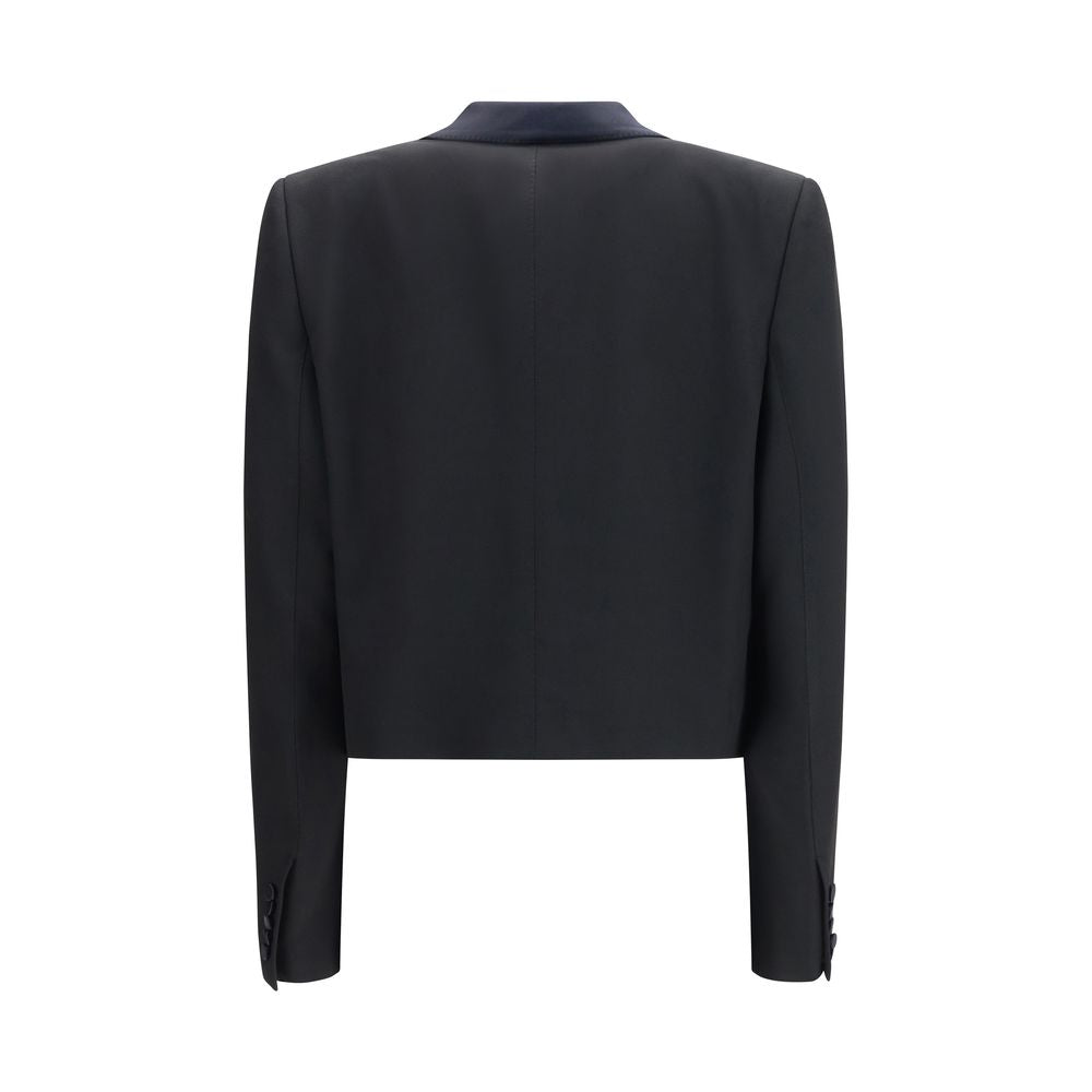 Tom Ford Cropped Single-Breasted Jacket in Black Wool
