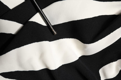 Dolce & Gabbana Black White Zebra Print CadyCalf Length Dress