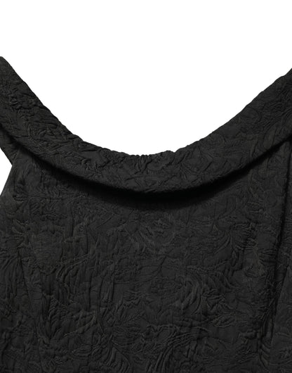 Dolce & Gabbana Black Floral Brocade Sheath Mermaid Dress