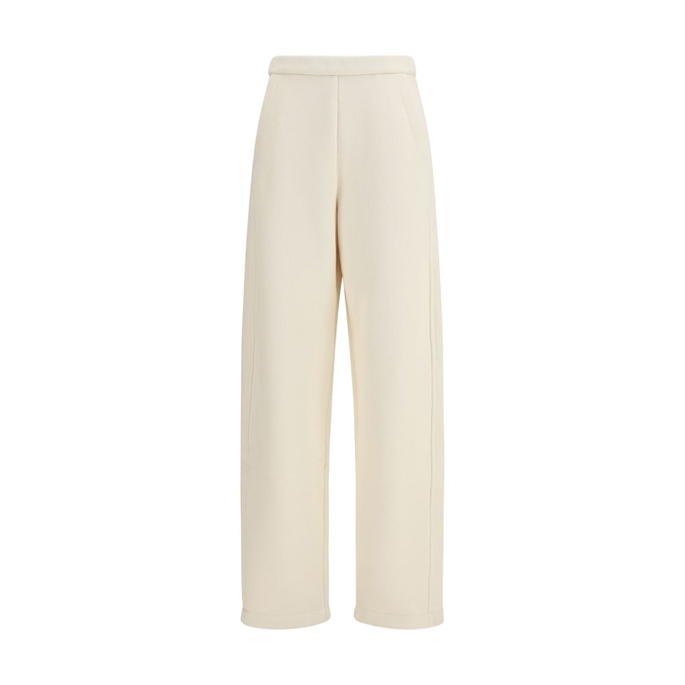 Max Mara Dente Cotton Casual Pants in Pure Beige