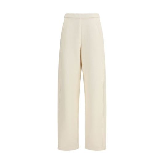Max Mara Dente Cotton Casual Pants in Pure Beige